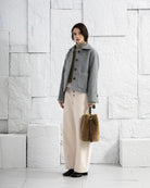 Lead Grey X Shearling Medium Sheep Convertible Bucket Womens Sheepskin Leather Bucket Back Medium Size Shoulder Bag 