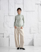Mineral Grey Exposed Seam Turtleneck Top Womens Light Weight Stretch Pullover Turtleneck Long Sleeve Top 