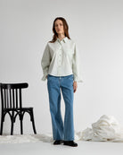 Lt Indigo Twisted Panel Jeans Womens Light Wash Indigo Straight Leg Denim Jeans 