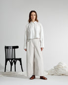 Offwhite Split Sleeves Cropped Shirt Womens Cropped Long Sleeve Button Up Shirt Casual Dress Shirt Womens Woven Shirt Collared 