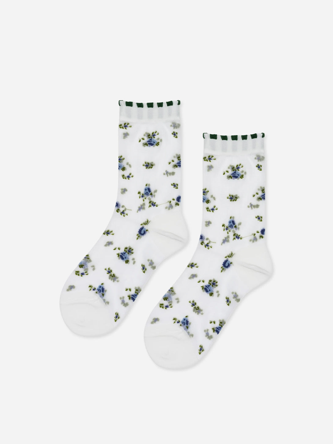 White Ashley Floral Sheer Crew Hansel From Basel Sheer Socks 