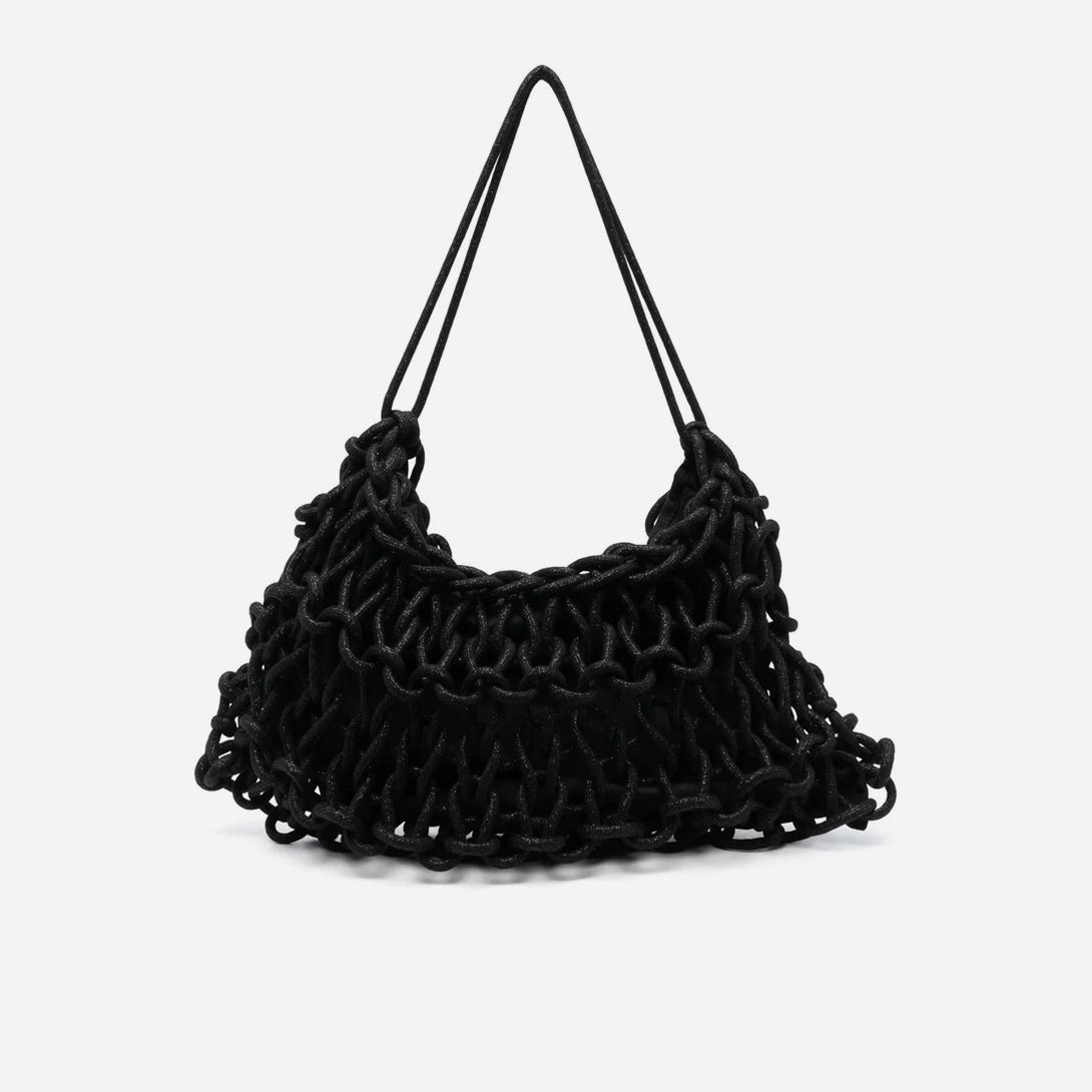 Black Nadia Bag Alienina Woven Sustainable Luxury Shoulder Bag
