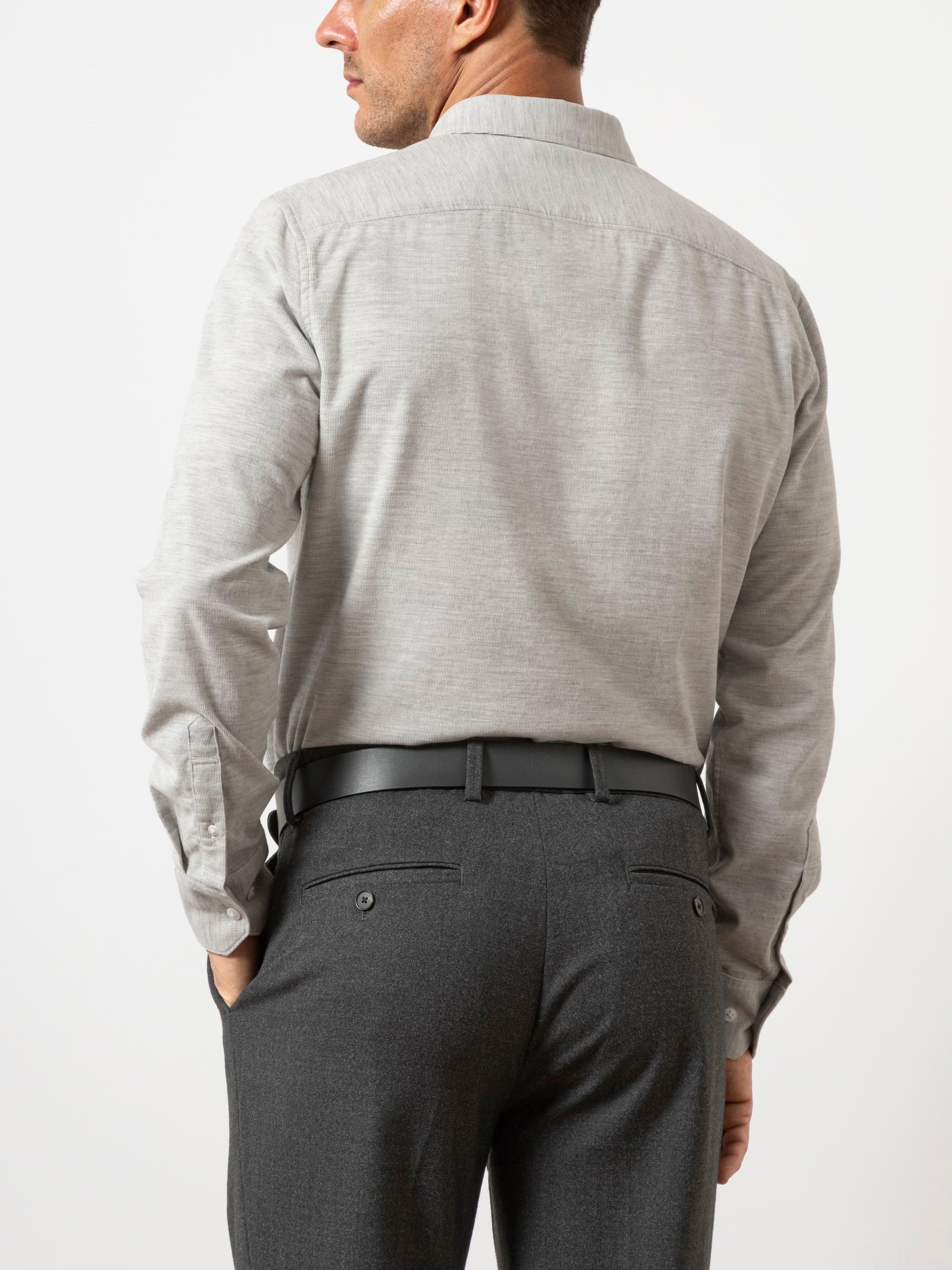 Lt Grey Heather Fulton Heather Corduroy Shirt Mens Button Down Shirt Soft Heather Fabric Lightweight Casual Button Down 