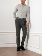 Dk Charcoal Heather Niles Rustic Flannel Pants Mens Pleated Trousers Soft Work Formal Pants 
