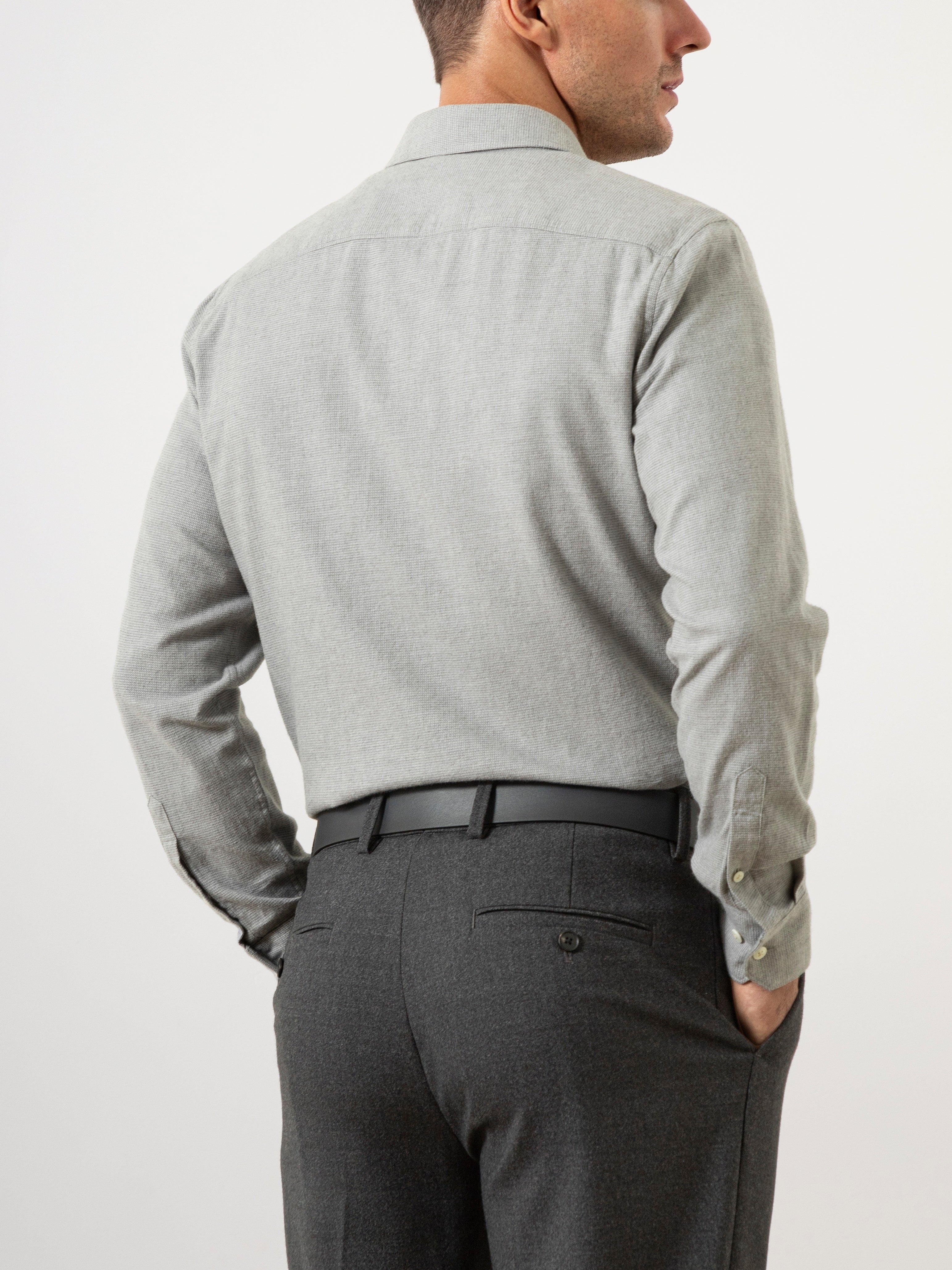 Grey Heather Arik Flannel Shirt Mens Point Collar Flannel Shirt Casual Button Up Shirt Soft Fabric 