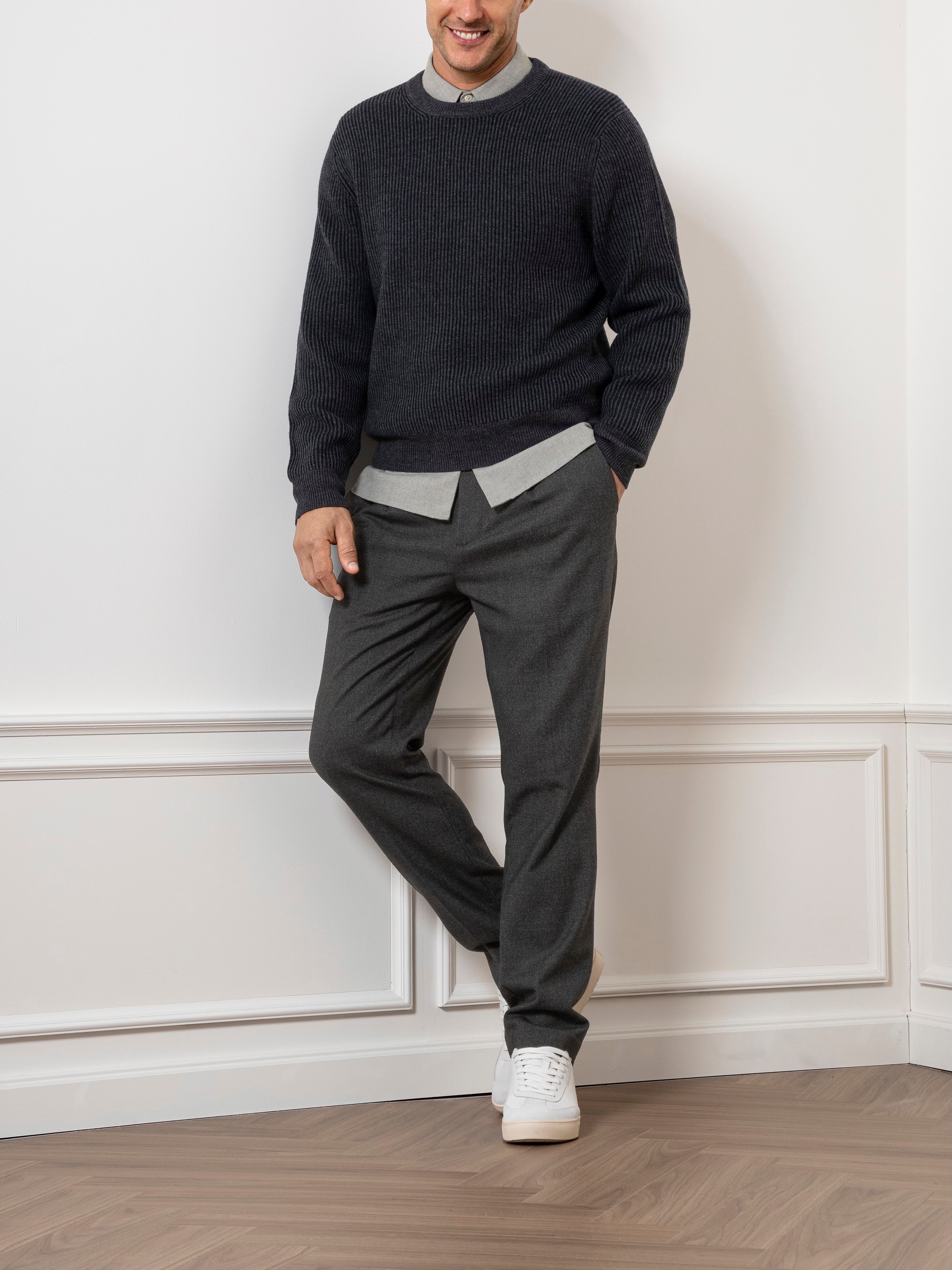 Grey Heather Chapman Crew Neck Pullover Mens Sweater Pullover Crew Neck Soft Merino Wool Sweater