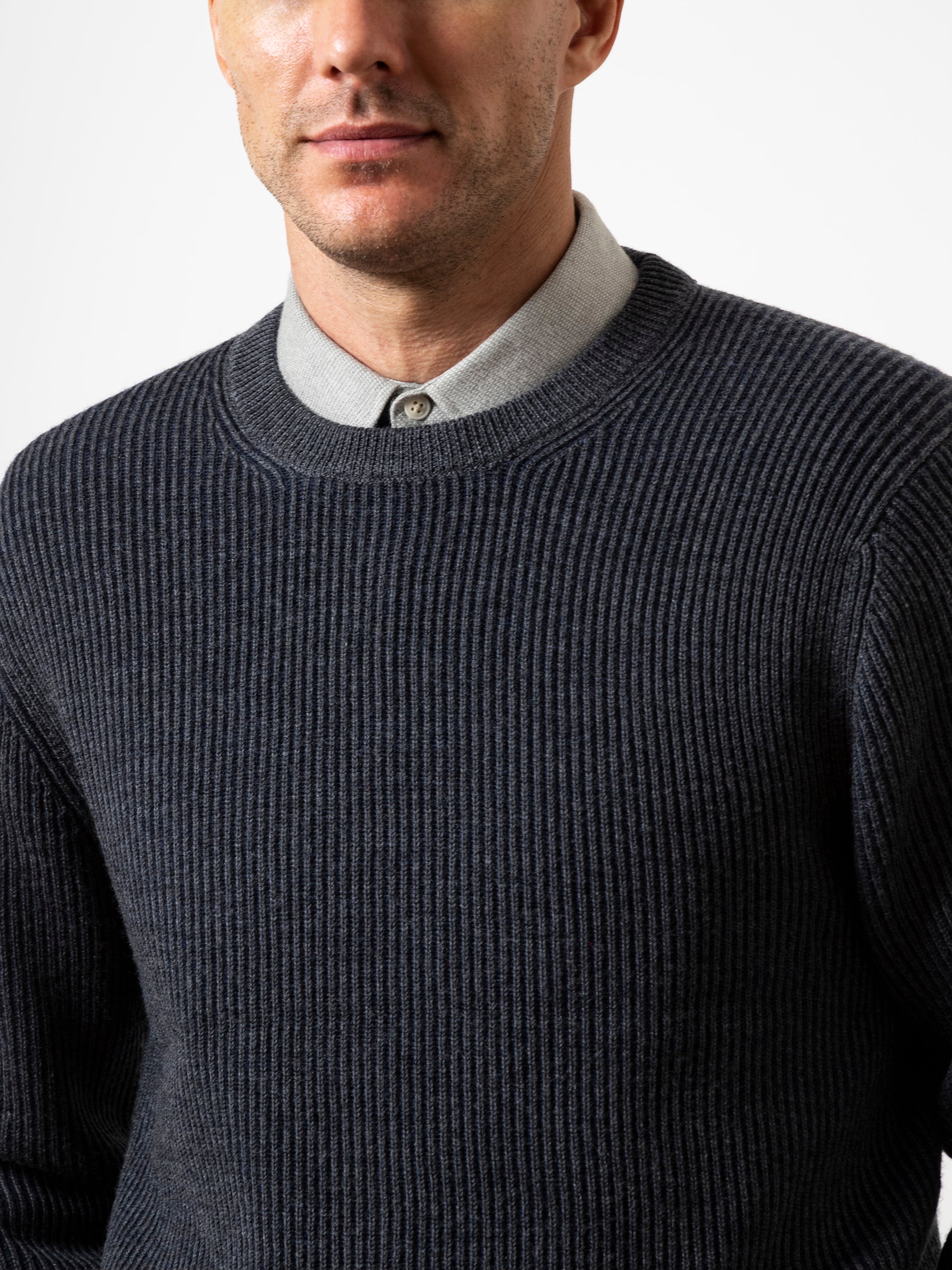 Grey Heather Chapman Crew Neck Pullover Mens Sweater Pullover Crew Neck Soft Merino Wool Sweater