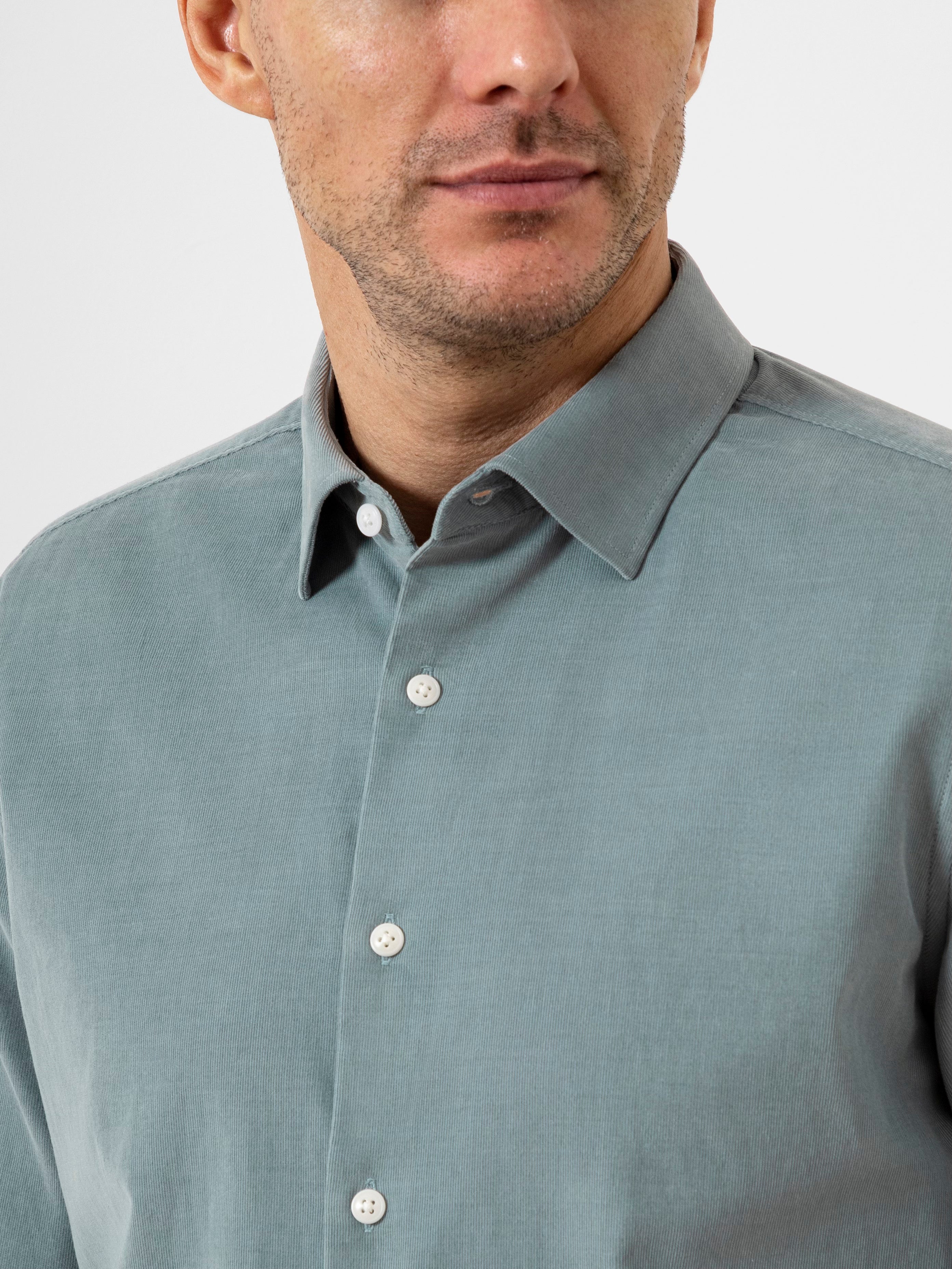 Lead Adrian Corduroy Shirt Mens Button Up Spread Collar Shirt Lightweight Corduroy 