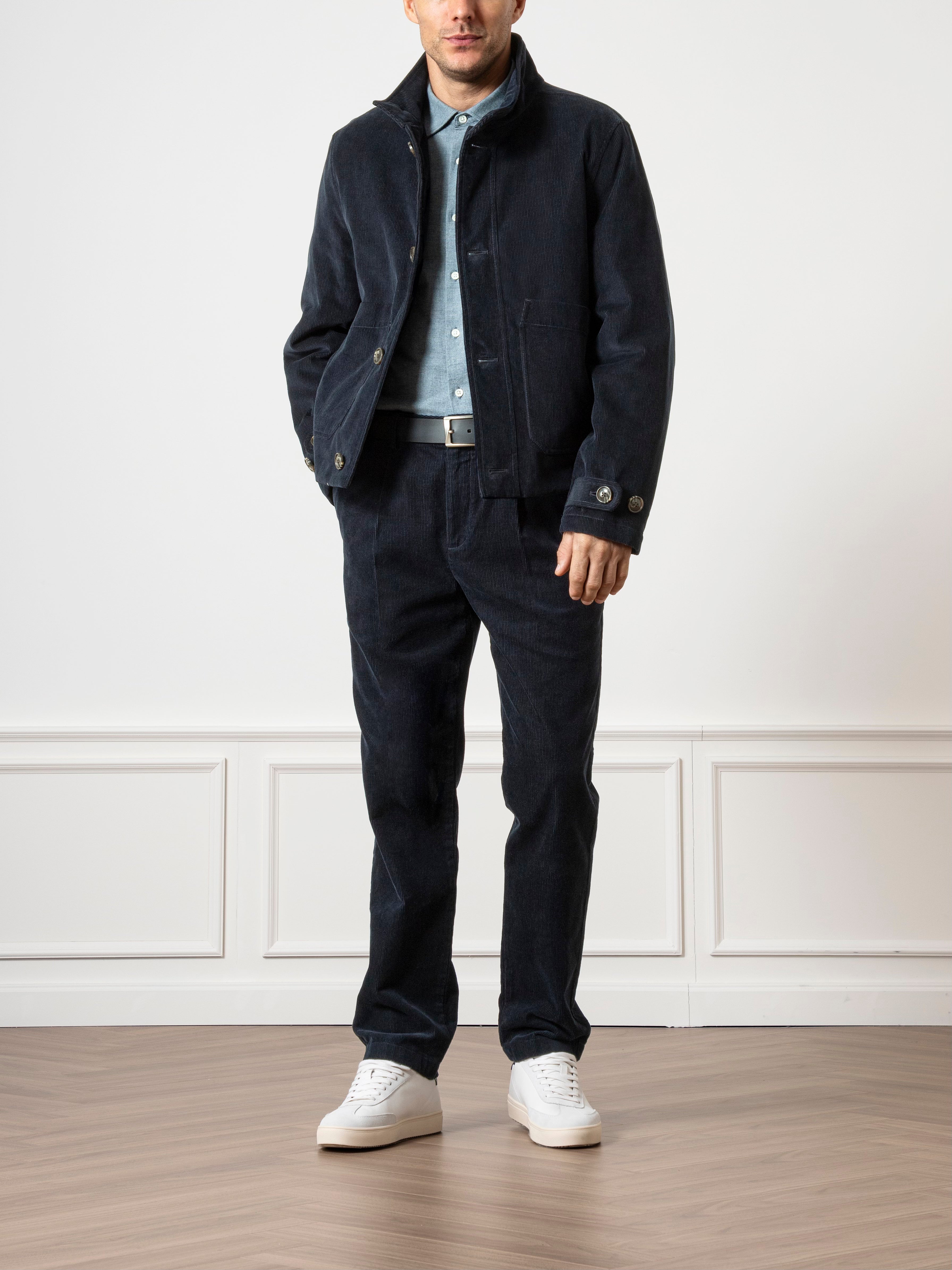 Dk Navy Barretto Padded Corduroy Jacket Mens Corduroy Insulated Jacket Warm Corduroy Coat Padded 