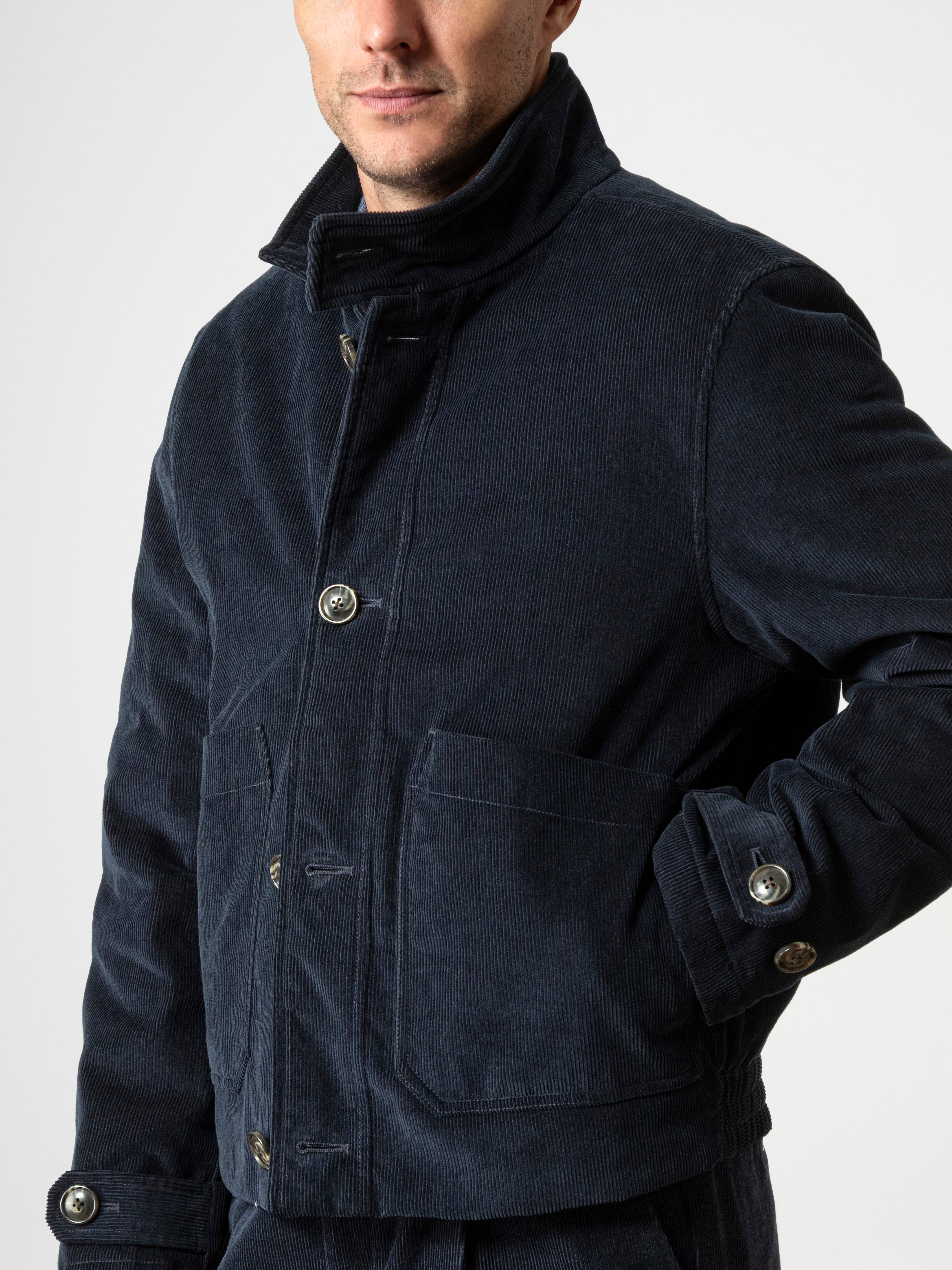 Dk Navy Barretto Padded Corduroy Jacket Mens Corduroy Insulated Jacket Warm Corduroy Coat Padded 