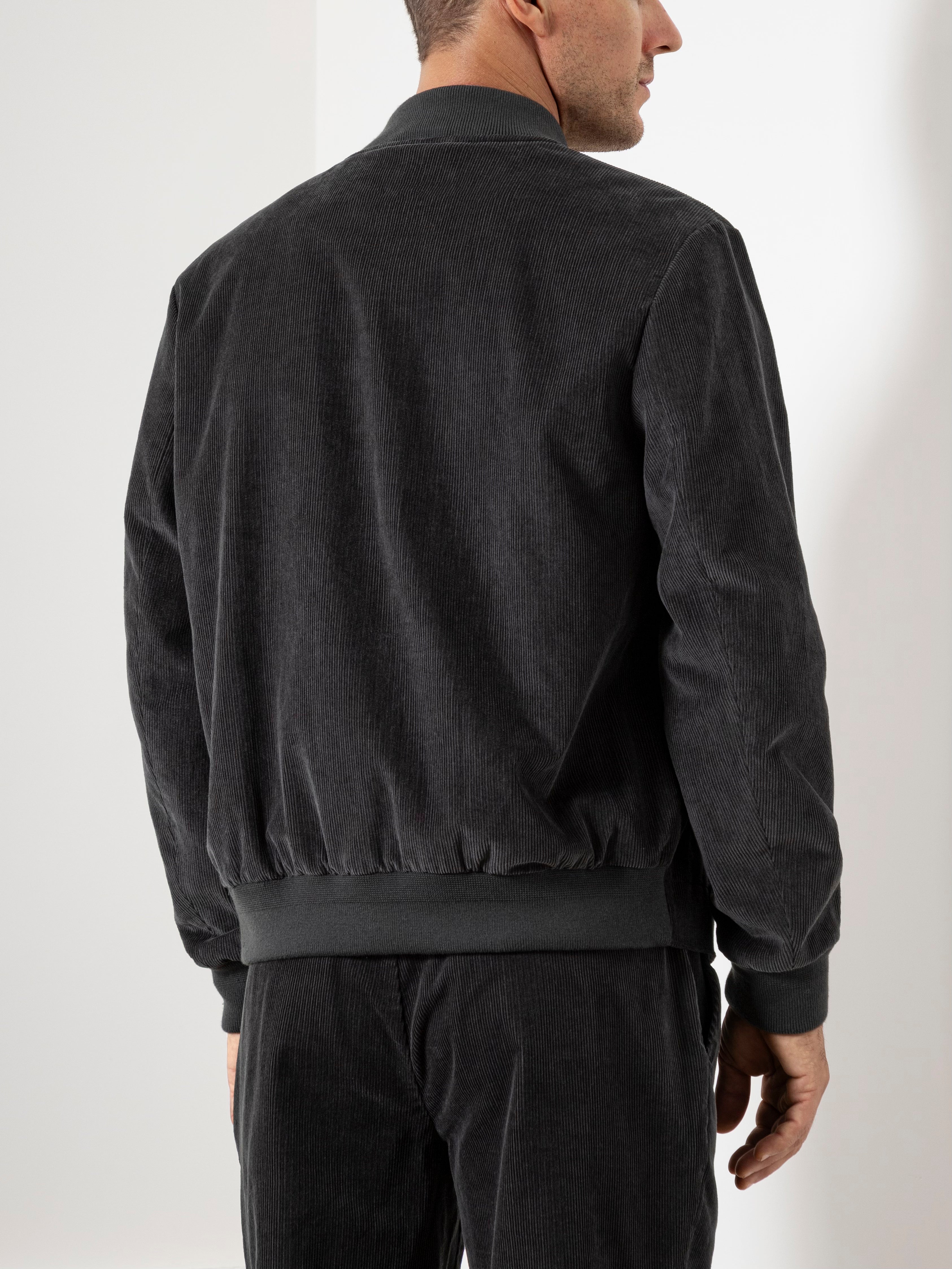 Dk Charcoal Dominic Corduroy Jacket Mens Corduroy Bomber Jacket Zip Up Cropped Jacket 