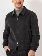 Dk Charcoal Connor Corduroy Jacket Mens Corduroy Zip Up Jacket Light Outerwear Soft Brushed Corduroy 