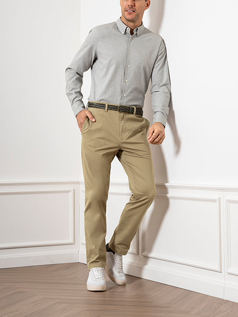 Lt Grey Heather Fulton Flannel Twill Shirt Mens Button Down Collared Shirt Dress Work Shirt Soft Flannel Fabric