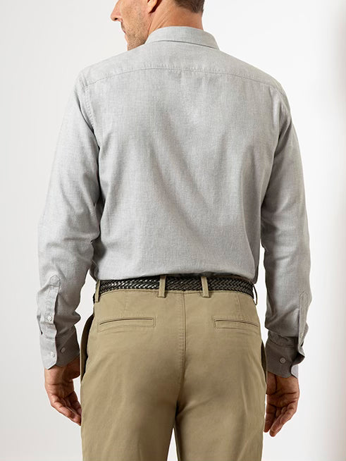 Lt Grey Heather Fulton Flannel Twill Shirt Mens Button Down Collared Shirt Dress Work Shirt Soft Flannel Fabric