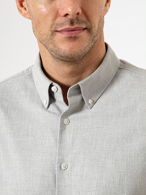 Lt Grey Heather Fulton Flannel Twill Shirt Mens Button Down Collared Shirt Dress Work Shirt Soft Flannel Fabric