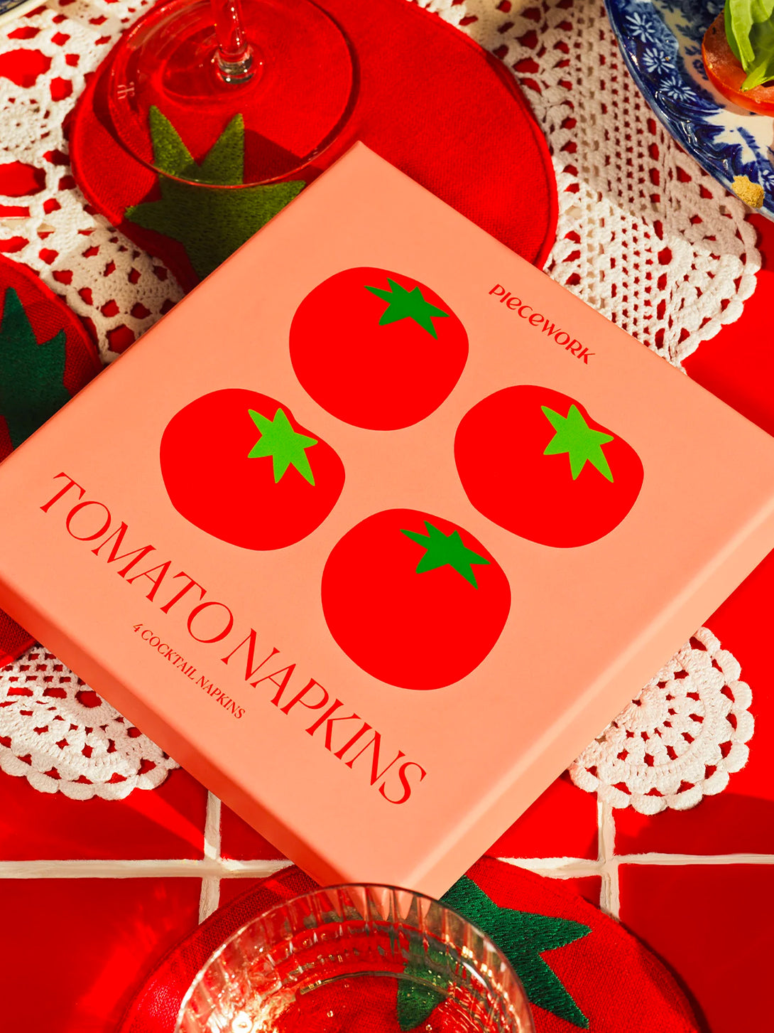 Tomato Cocktail Napkins Pieceworks Reusable Cocktail Napkins