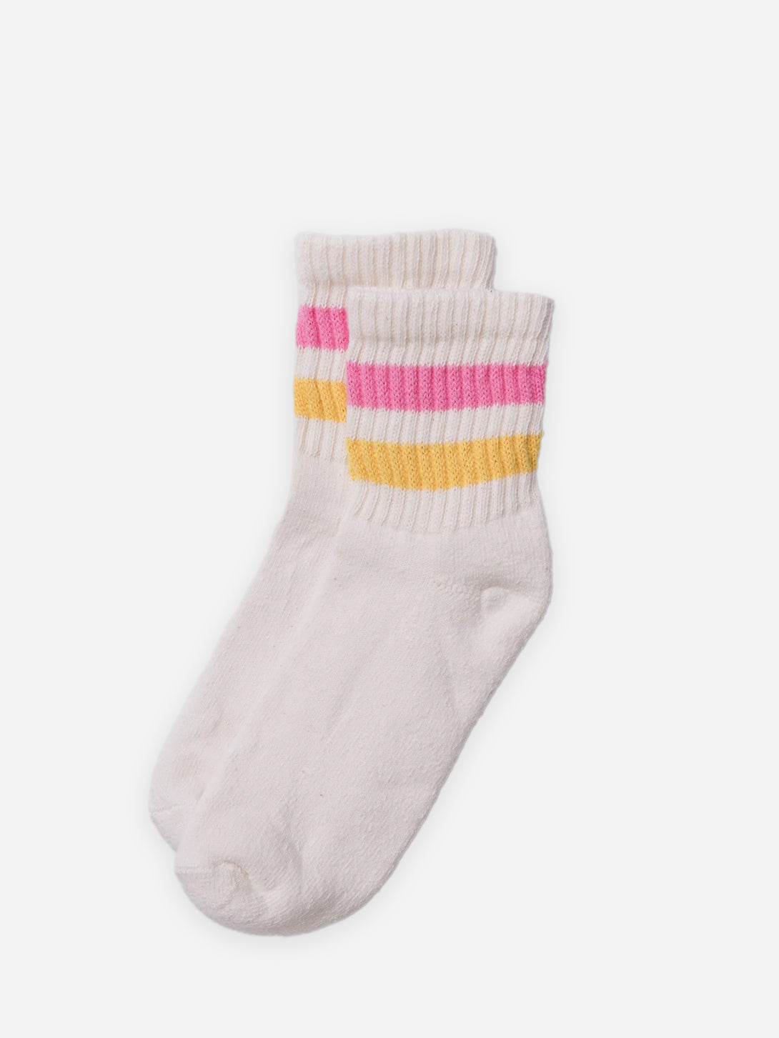Pink/Yellow The Retro Stripe Quarter Crew American Trench Socks 
