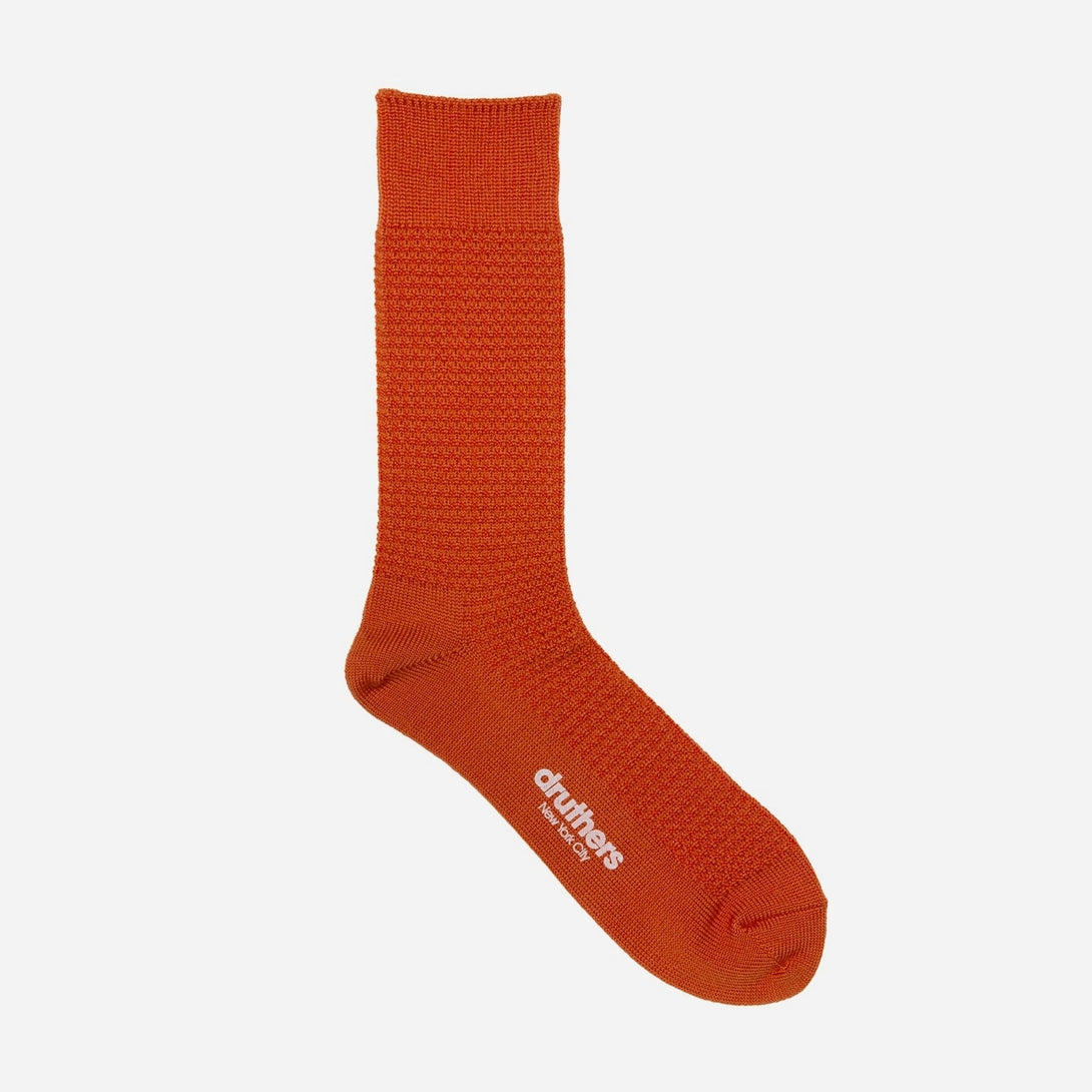 Orange Merino Wool Waffle Sock