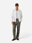 Brown Wilde Birdseye Pleated Trousers Mens Trouser Pants Percival 