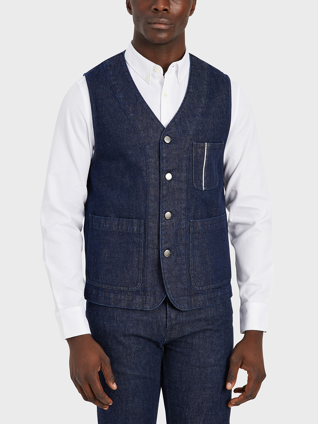 ONS Clothing Men's vest in DK INDIGO