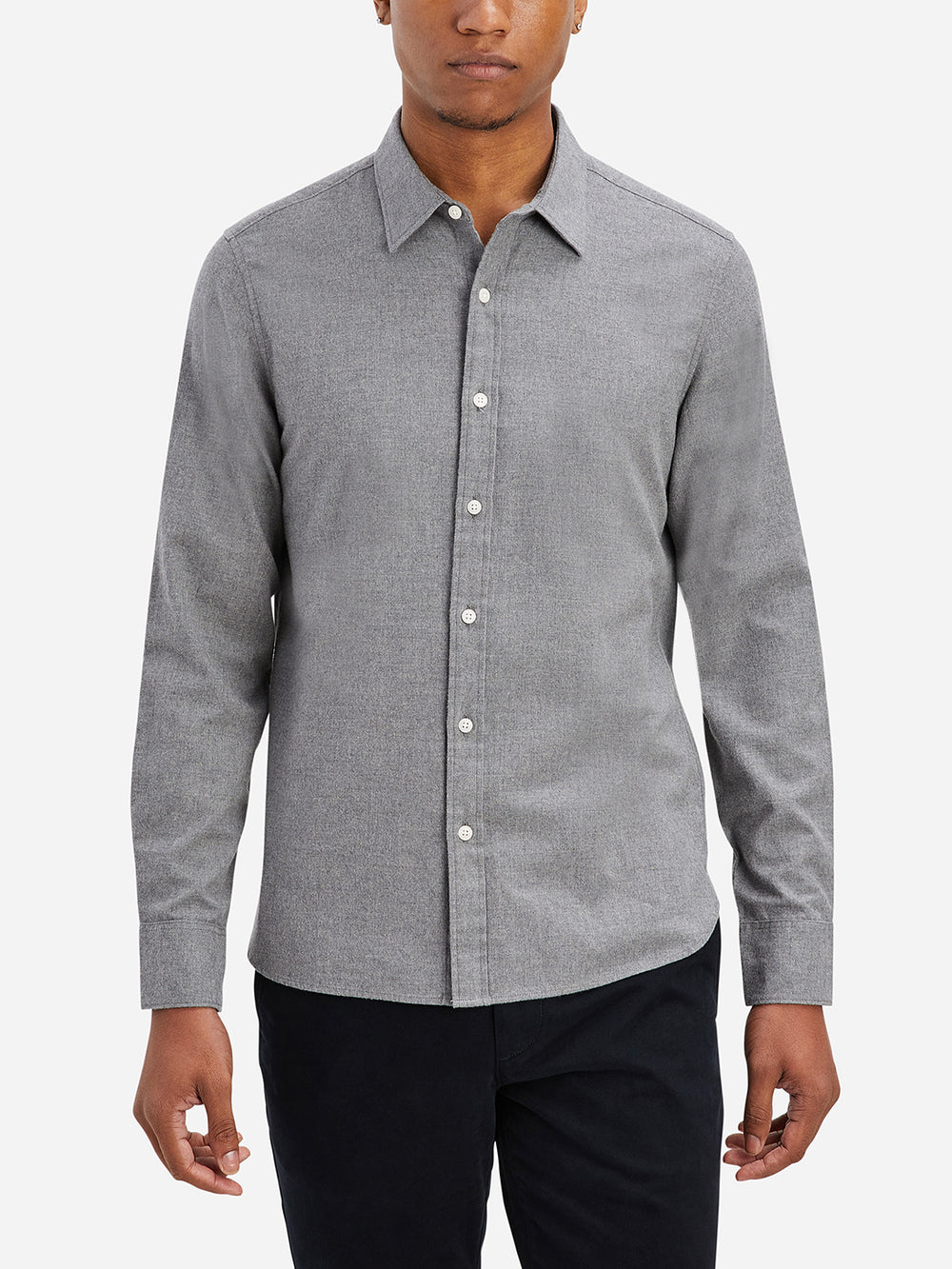 Mid Grey Arik Herringbone Shirt  Men's  Cotton Shirts ONS Clothing