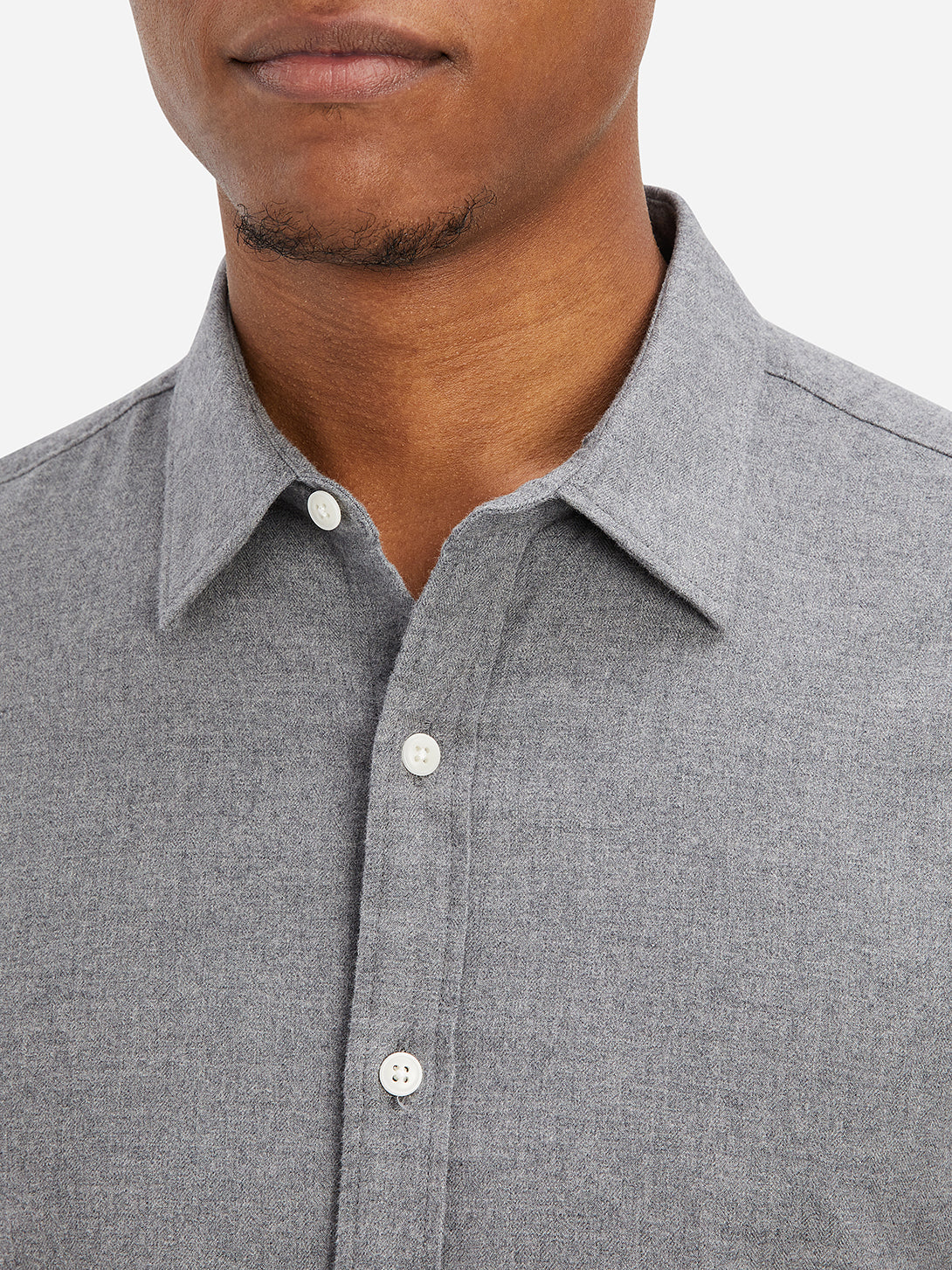 Mid Grey Arik Herringbone Shirt  Men's  Cotton Shirts ONS Clothing