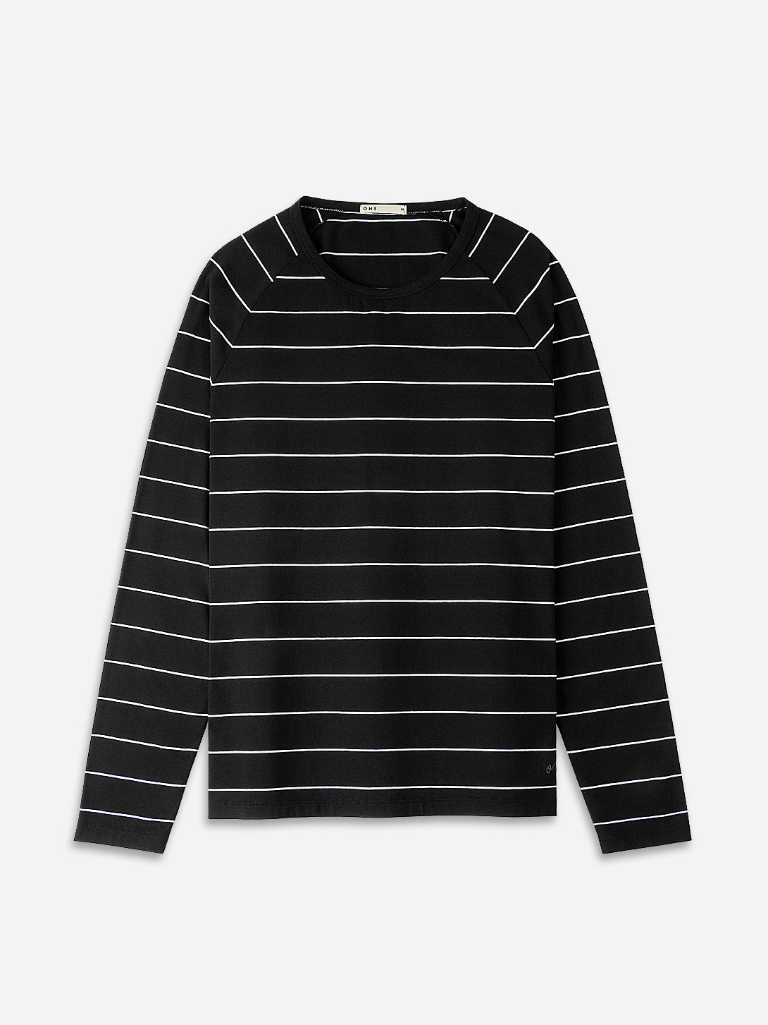 Black Mens Village Raglan Stripe Long Sleeve Tee FW22