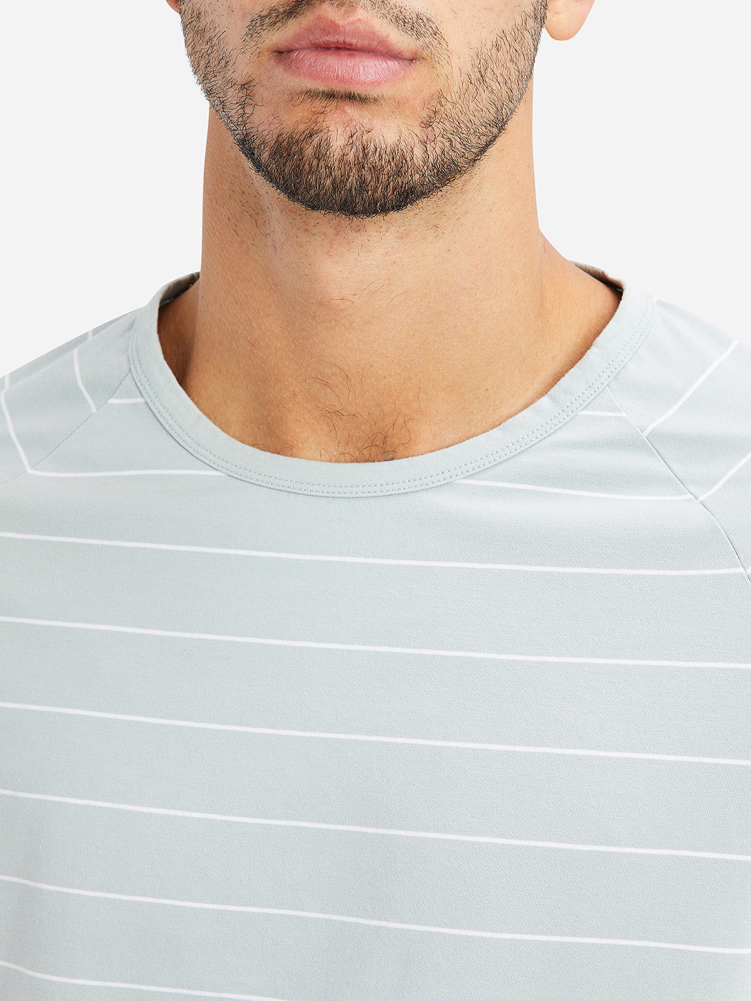 Green Mens Village Raglan Stripe Long Sleeve Tee FW22