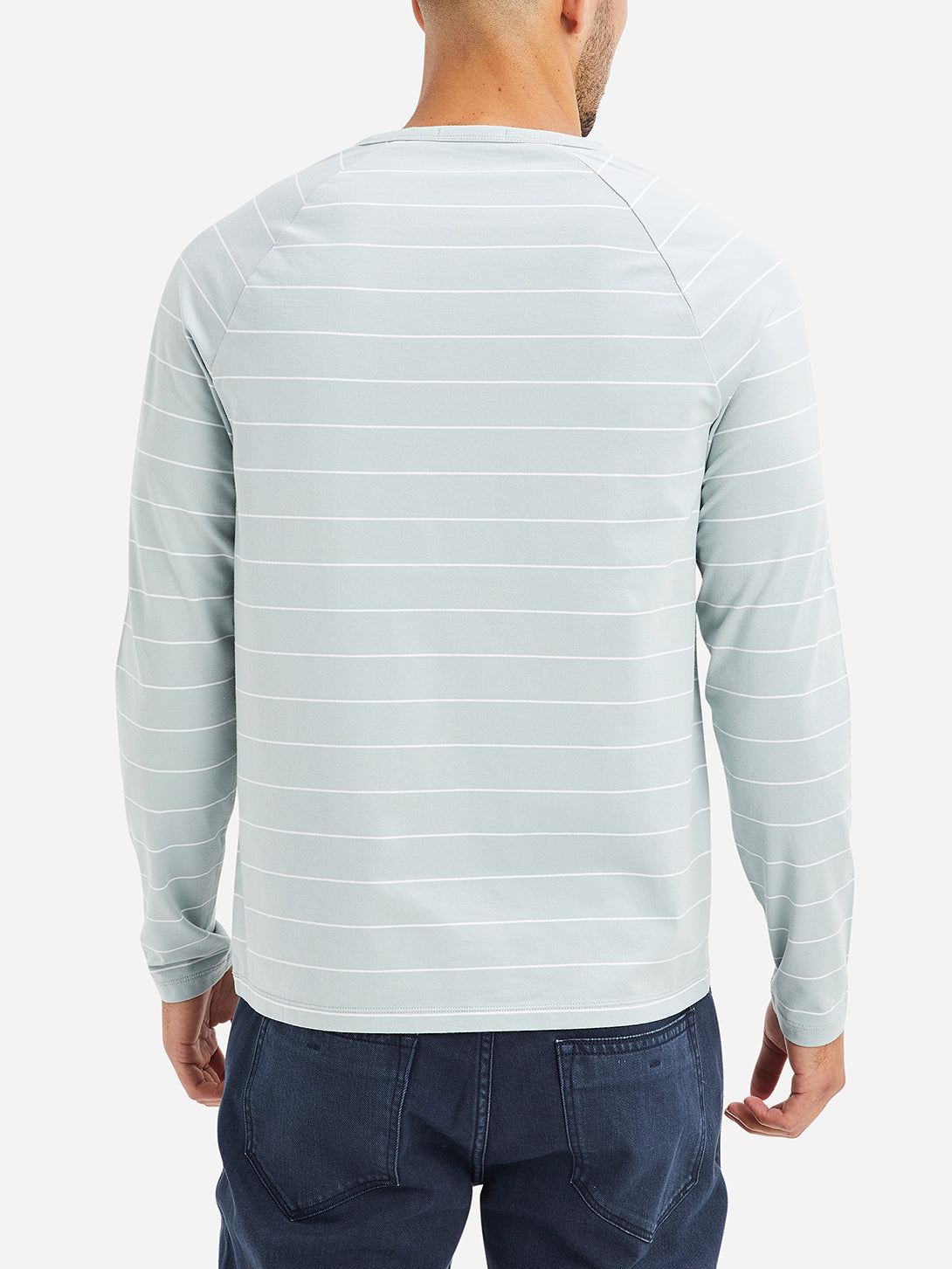 Green Mens Village Raglan Stripe Long Sleeve Tee FW22