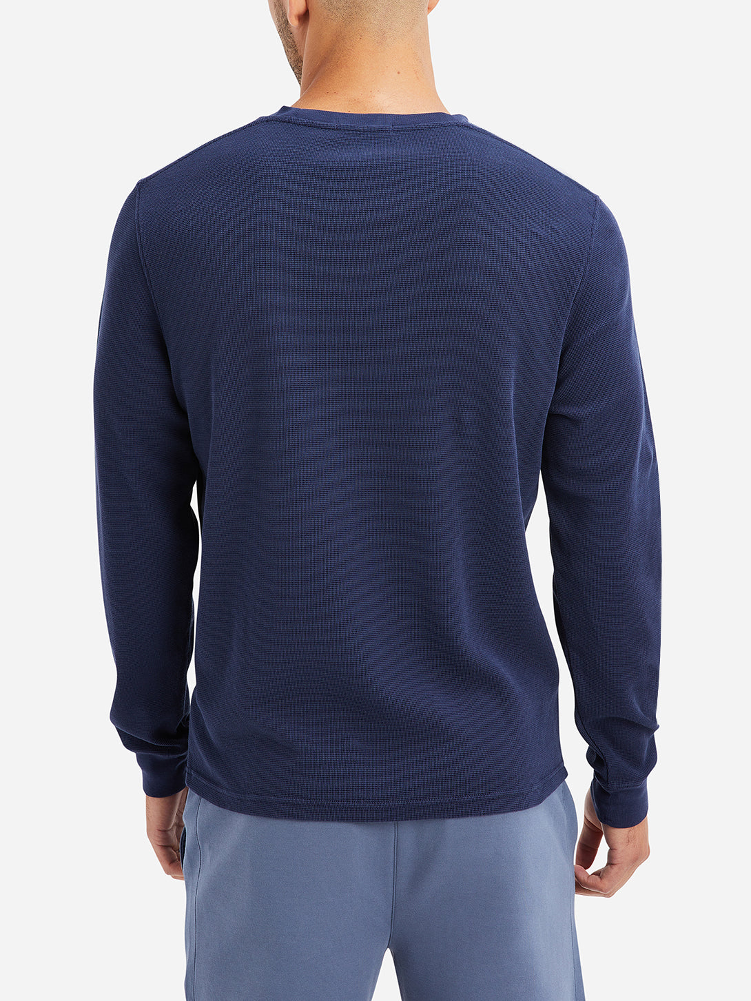 Navy Mens Village Waffle Long Sleeve Crew FW22