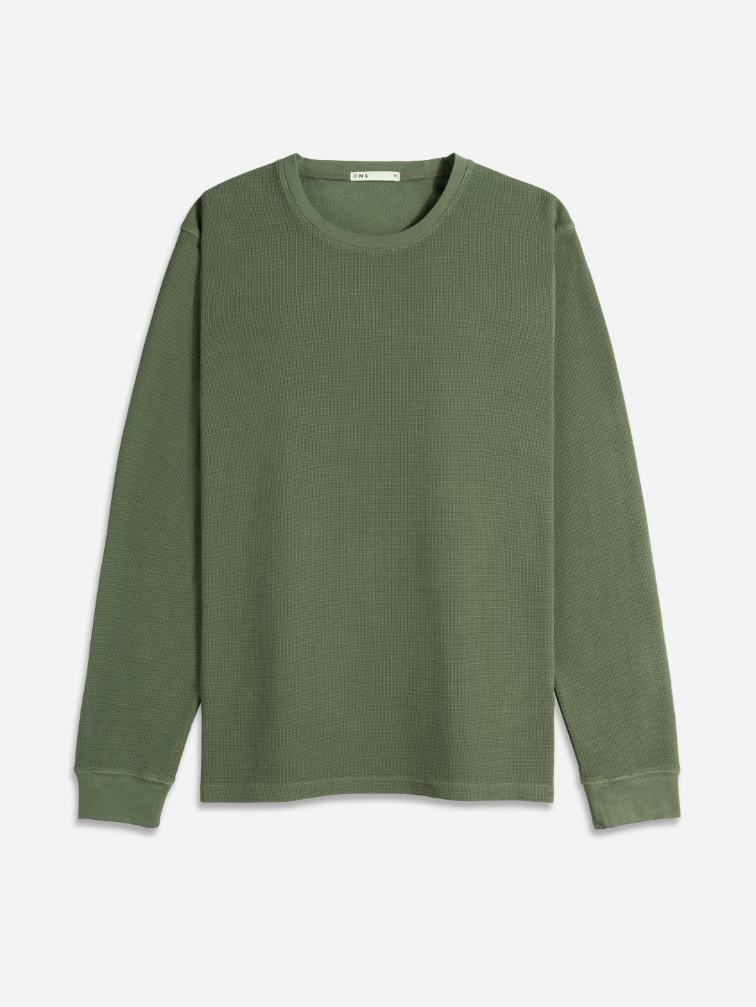 Dark Olive Mens Village Waffle Long Sleeve Crew FW22