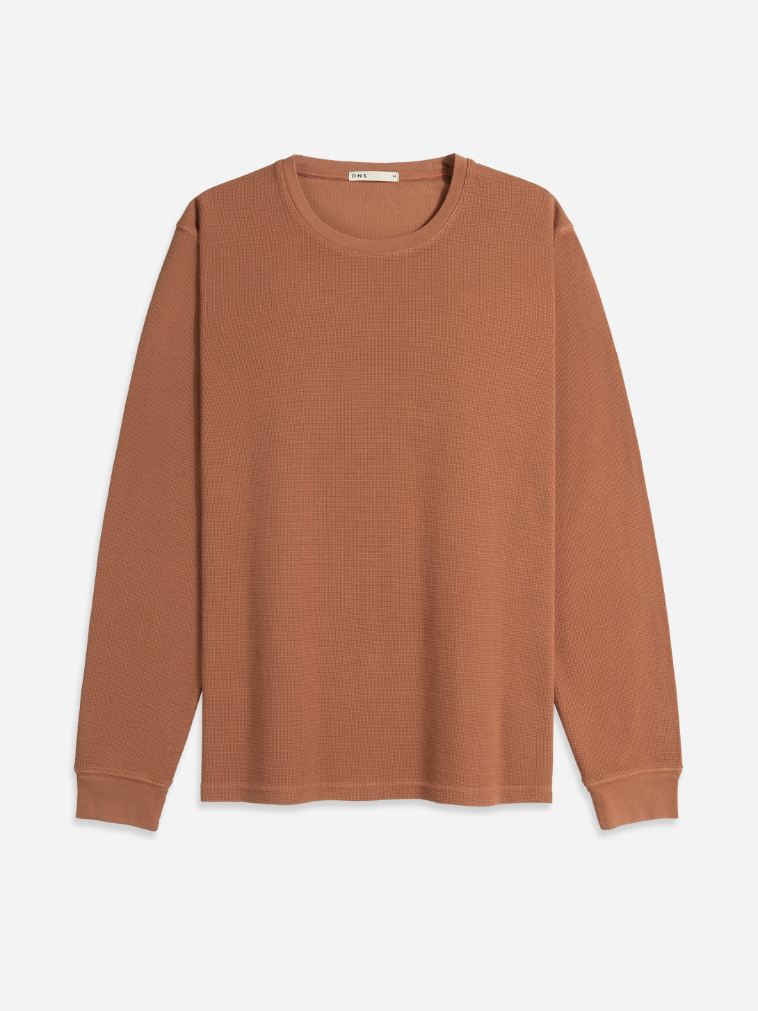 Russet Orange Mens Village Waffle Long Sleeve Crew FW22