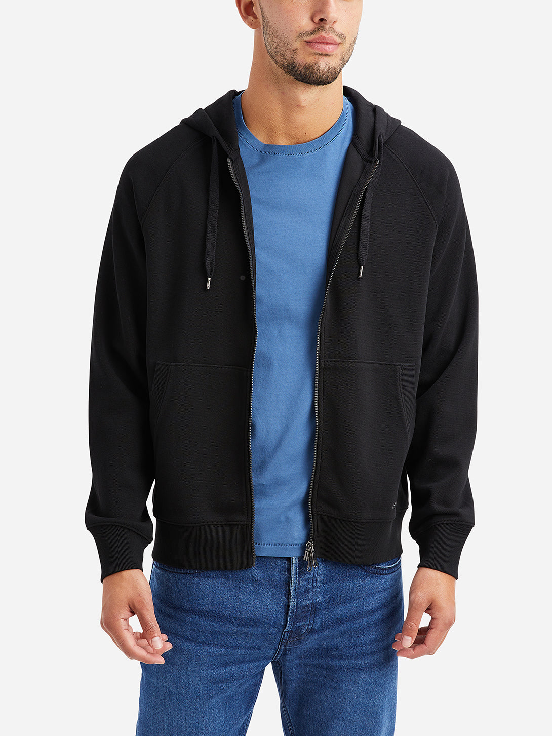 Black Harper Pique Zip Hoodie Mens FW22