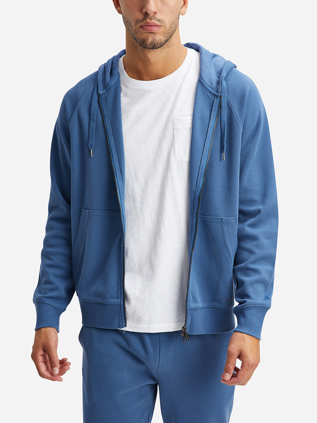 Cobalt blue Harper Pique Zip Hoodie Mens FW22