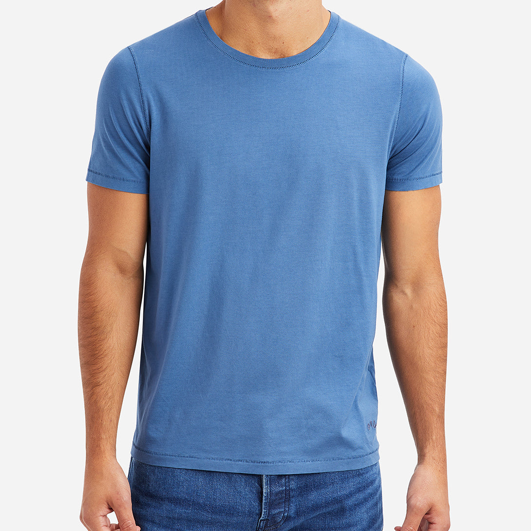 Cobalt blue Mens Village Crew T-Shirt Supima Cotton FW22