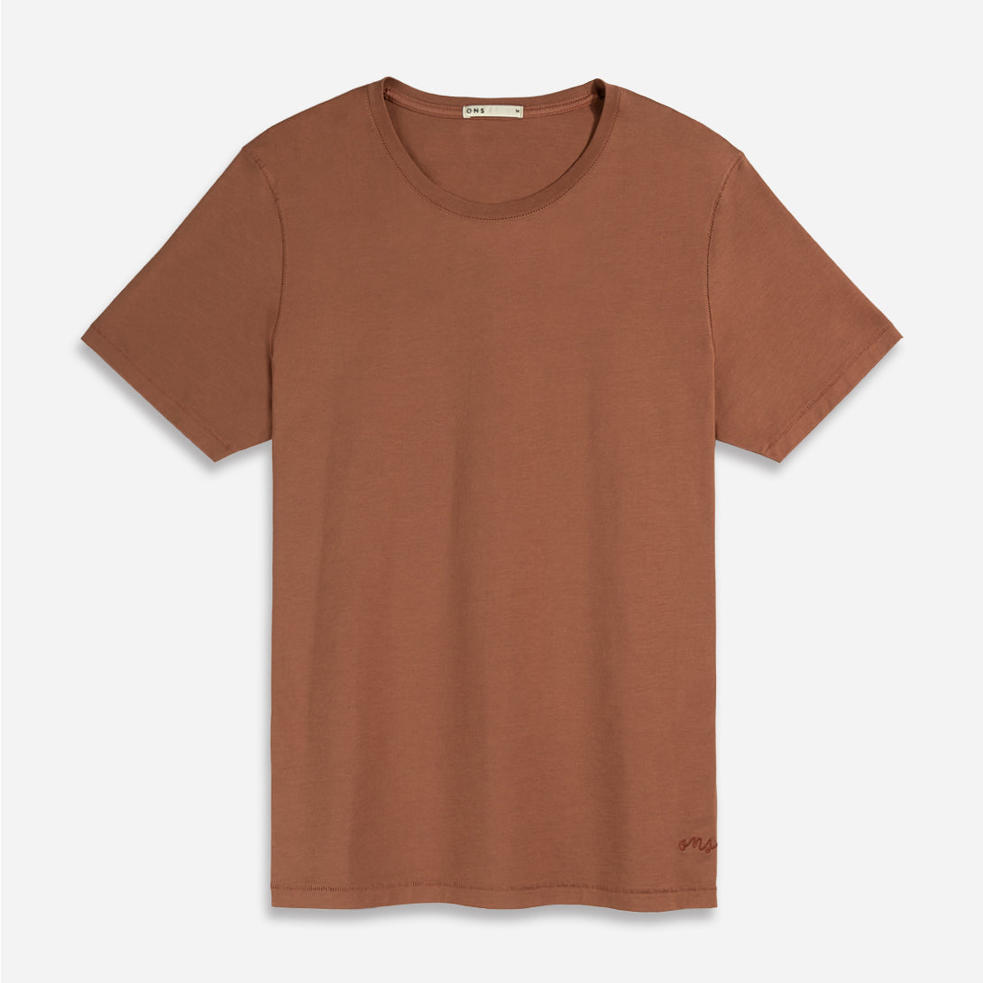 Russet Orange Mens Village Crew T-Shirt Supima Cotton FW22