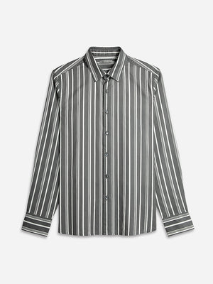Grey Printed Stripe Arik Oxford Shirt Mens ONS FW22