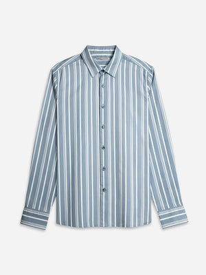 Sky Blue Printed Stripe Arik Oxford Shirt Mens FW22