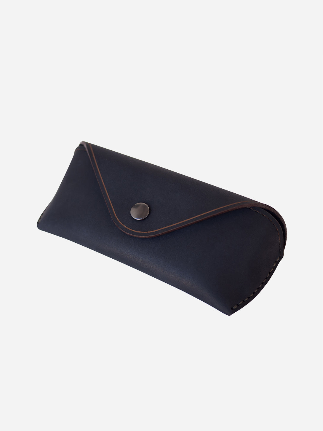 NAVY MATTE mens glasses case brown leather eyewear sleeve makr