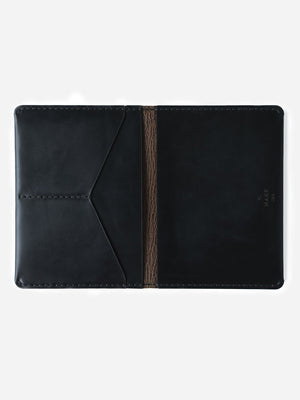 BLACK mens leather wallet brown bifold passport wallet makr