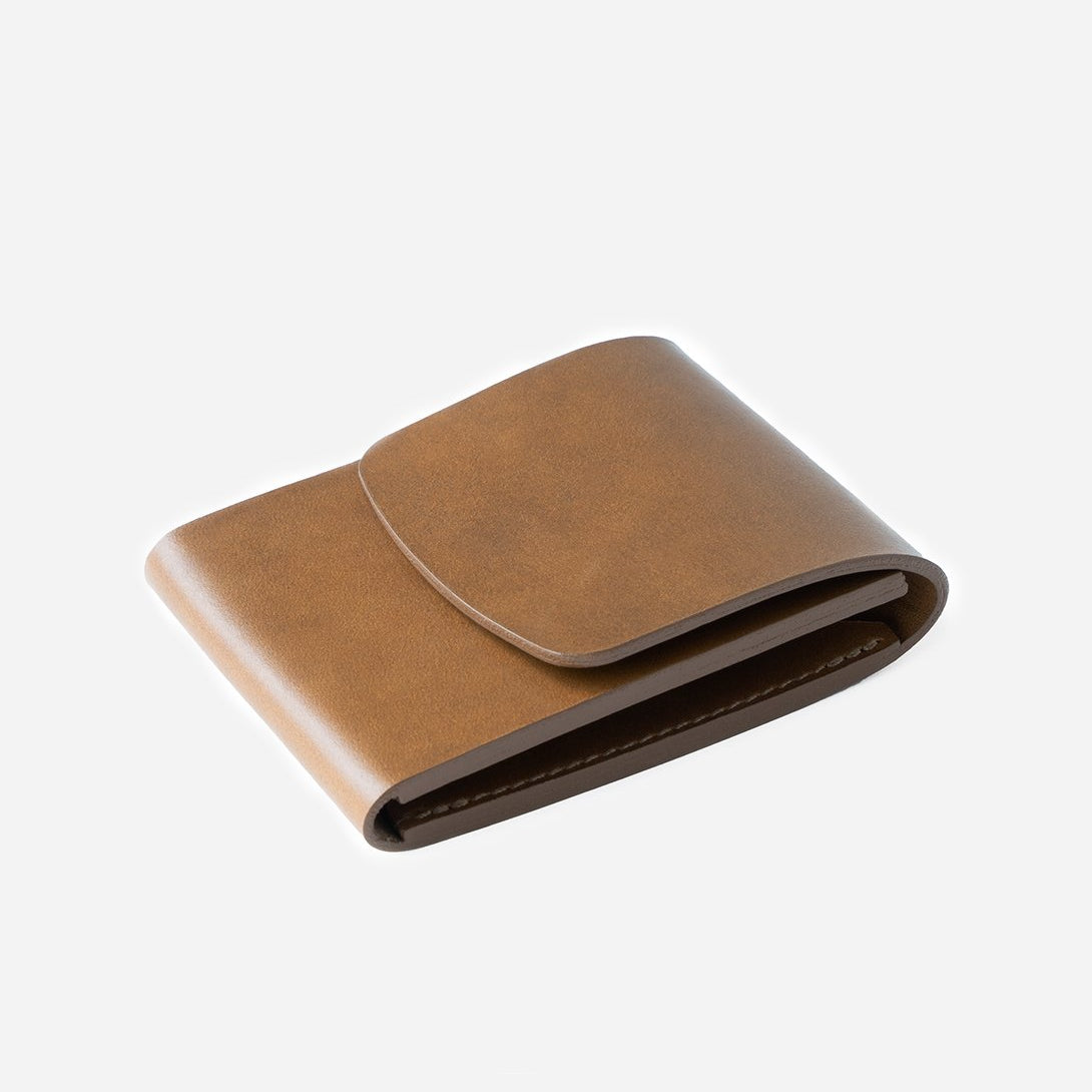 FLAX mens tan leather wallet card holder weld vert pocket makr