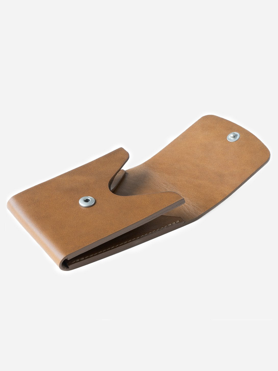 FLAX mens tan leather wallet card holder weld vert pocket makr