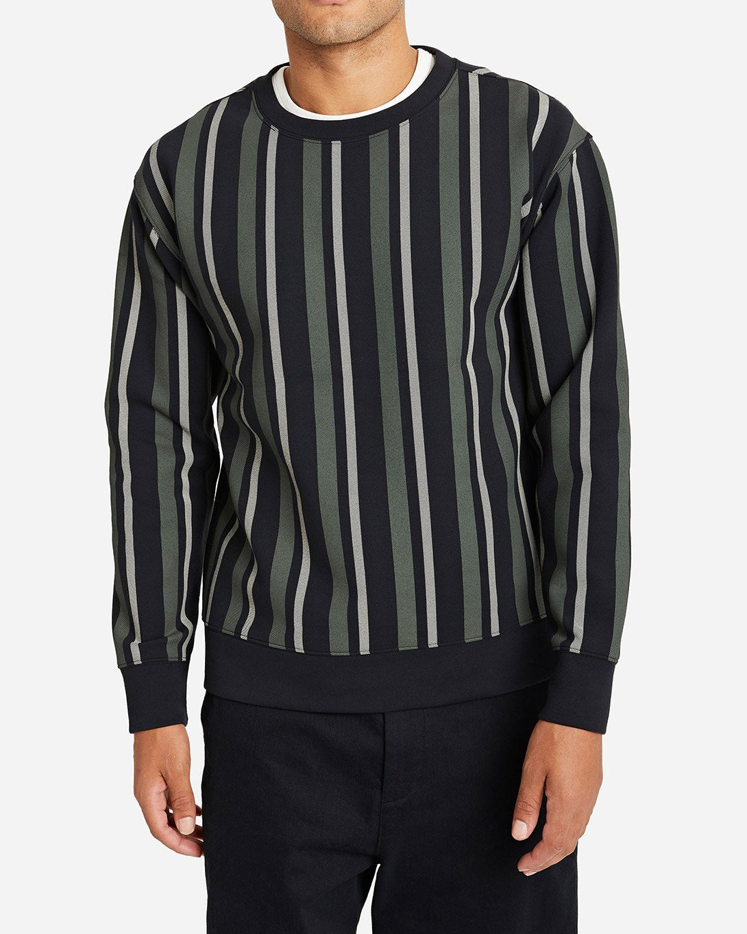 GREEN STRIPE mens long sleeve t shirts angelo crew ons clothing