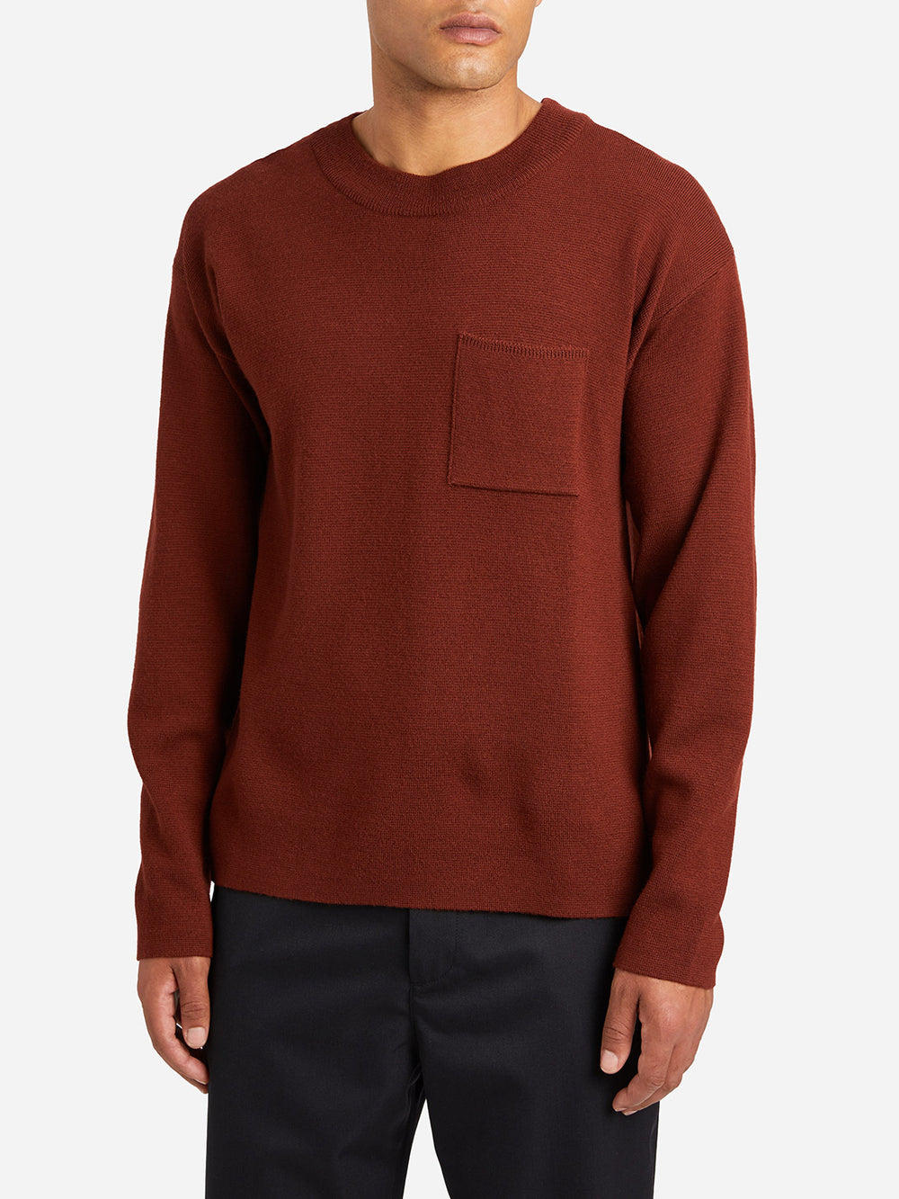 BURNT BRICK RED sweaters for men vincent pocket sweater ons clothing