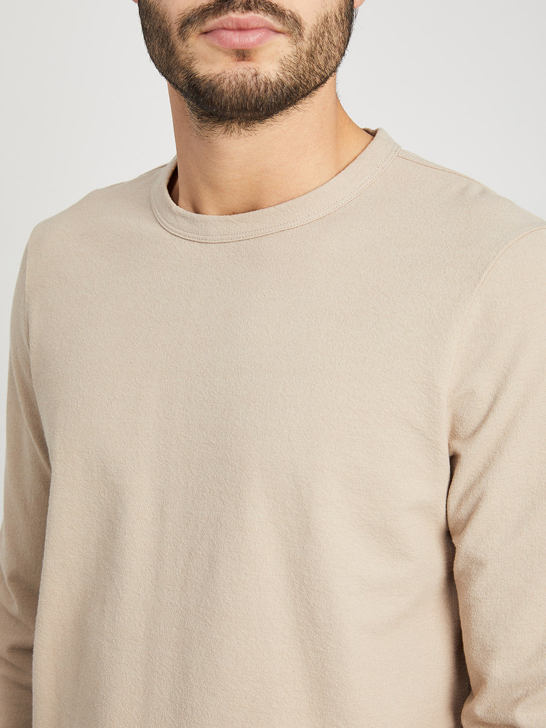 BEIGE long sleeve shirt for men torrey crew neck tee ons clothing