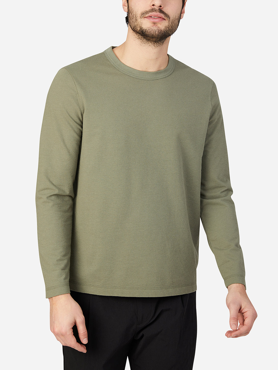 OLIVE GREEN long sleeve shirt for men torrey crew neck tee ons clothing