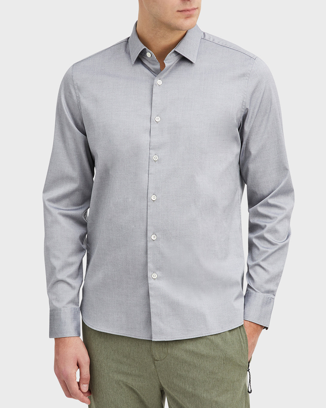Gray Adrian Pinpoint Oxford Shirt Men’s cotton shirts ONS Clothing