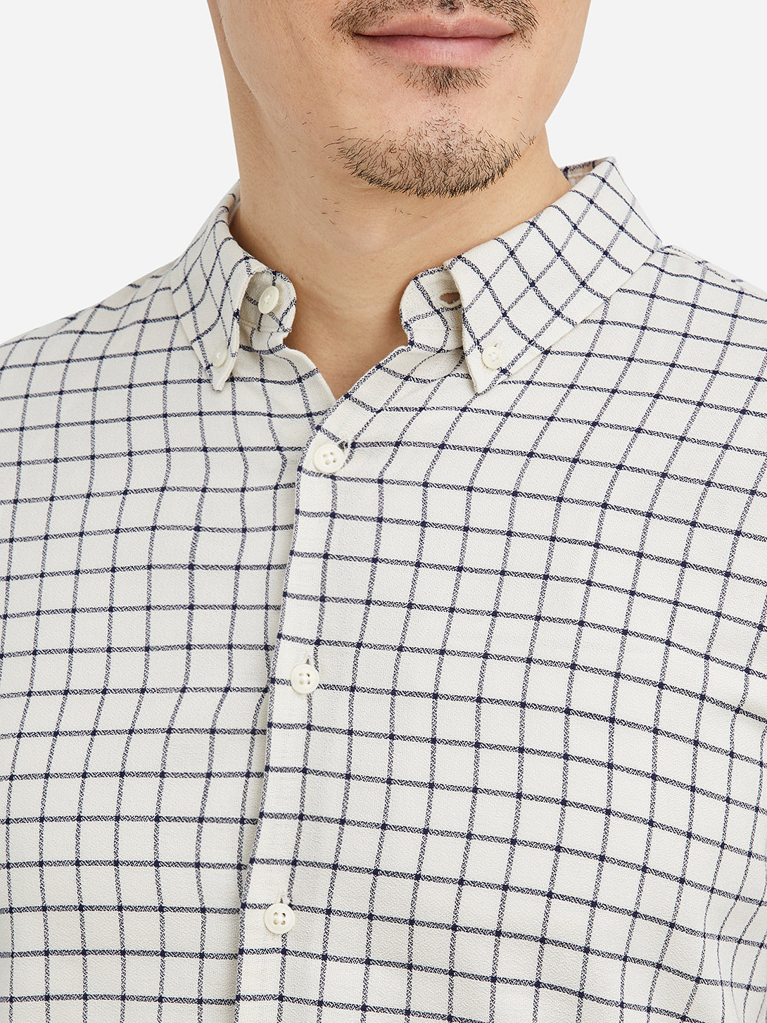 Beige Navy Check MWS5317D M. Fulton Micro Check Shirt