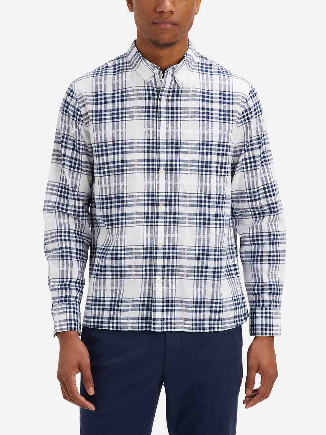 Dark Navy Check Men's Vance Check Button Down Shirt